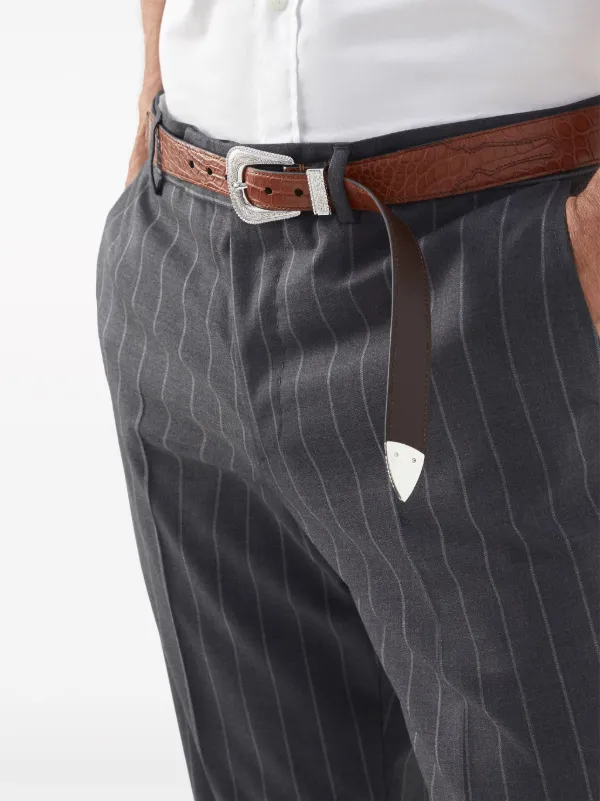 パンツ BRUNELLO CUCINELLI Striped canvas trousers in viscose and co BRUNELLO CUCINELLI Striped woven wide-leg pants | NET-A-PORTER