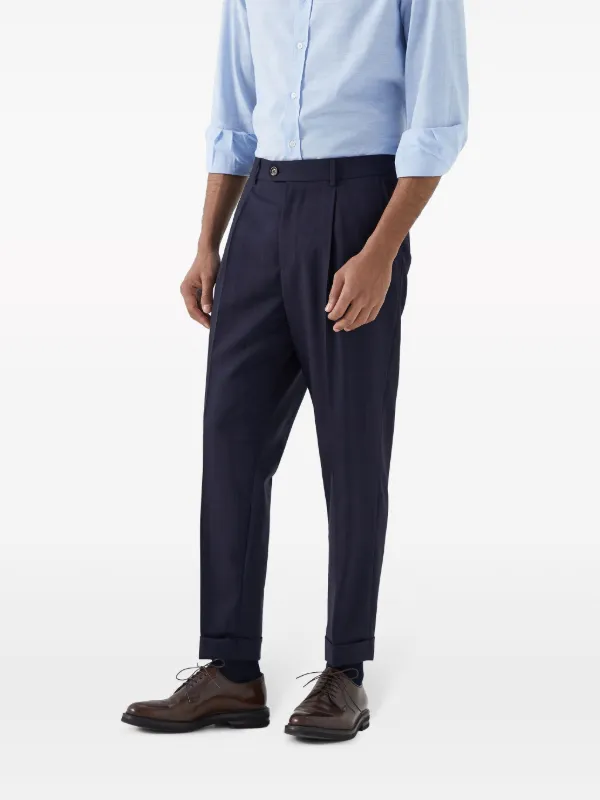 Brunello Cucinelli チェック ウールパンツ | ブルー | FARFETCH JP