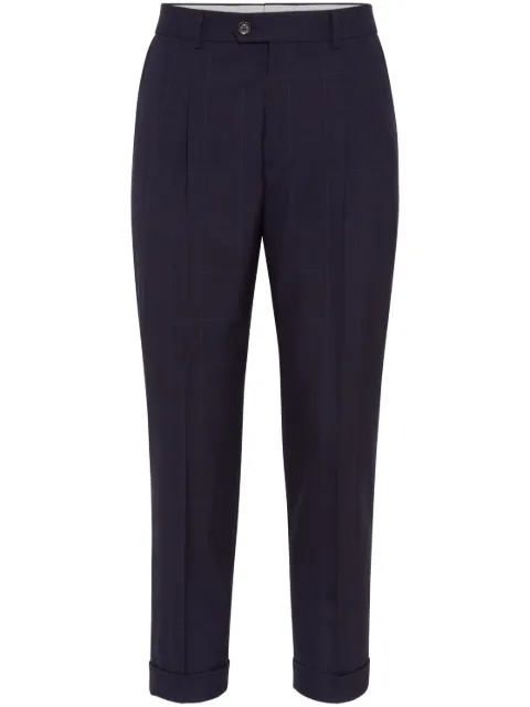 Brunello Cucinelli check-pattern virgin-wool trousers
