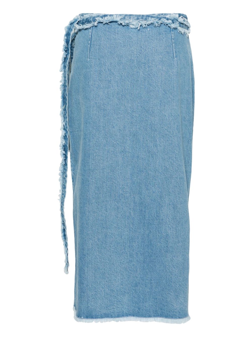 Shop Bimba Y Lola Frayed Denim Wrap Skirt In Blue
