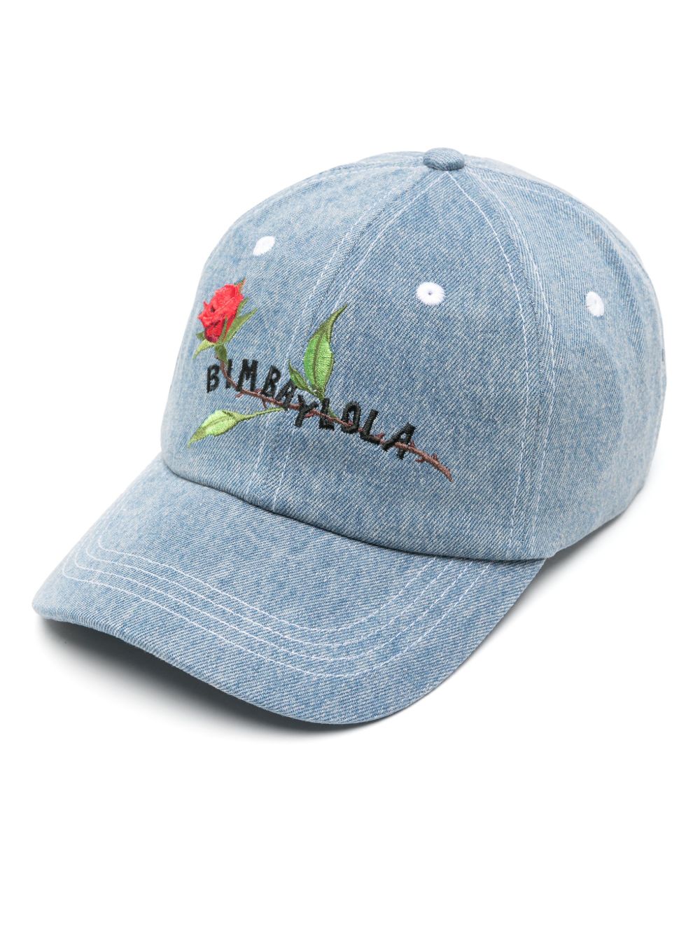 Bimba Y Lola Logo-embroidered Denim Baseball Cap In 蓝色