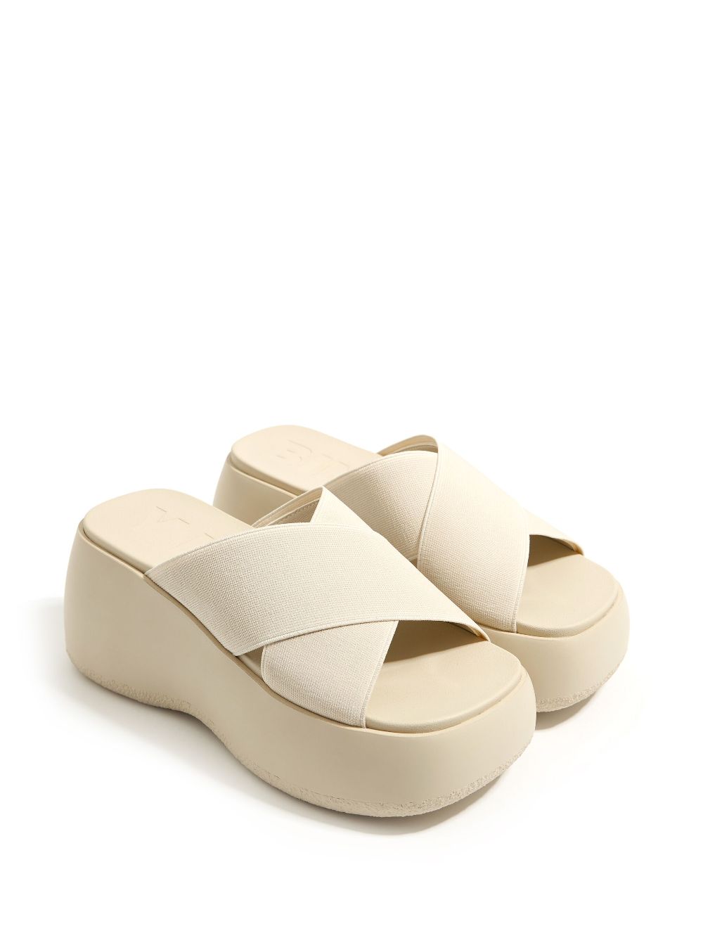 Bimba y Lola crossed-strap leather-lined mules - Beige