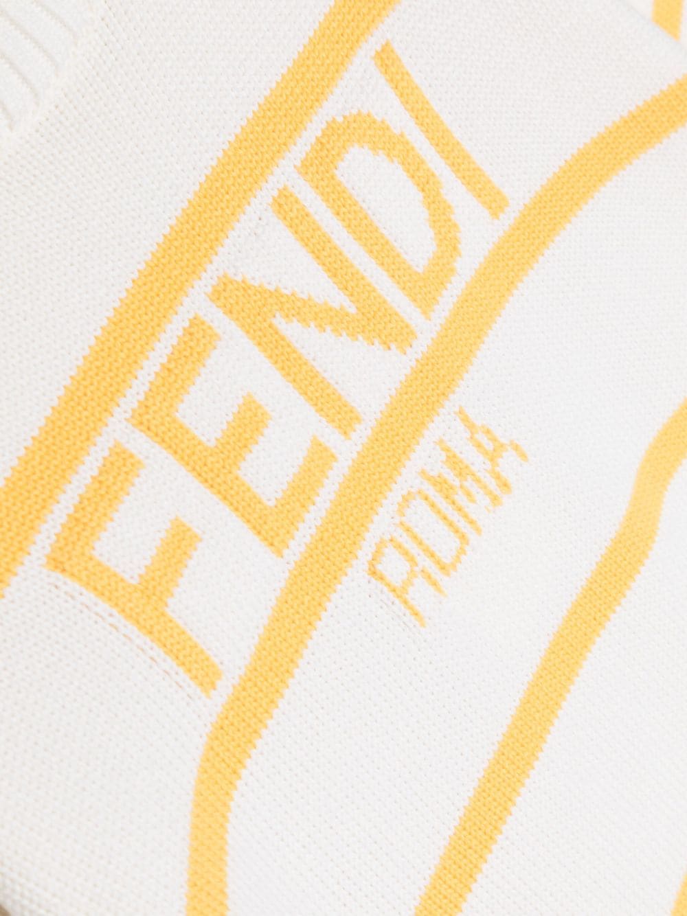 Shop Fendi Logo-intarsia Jumper In Yellow