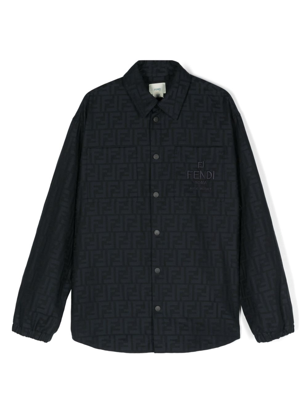 Shop Fendi Ff-motif Shirt Jacket In Blue