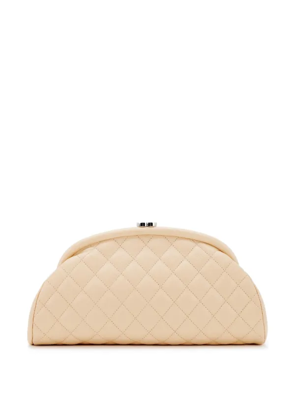 CHANEL Pre Owned diamond quilted Clutch Bag Neutrals FARFETCH