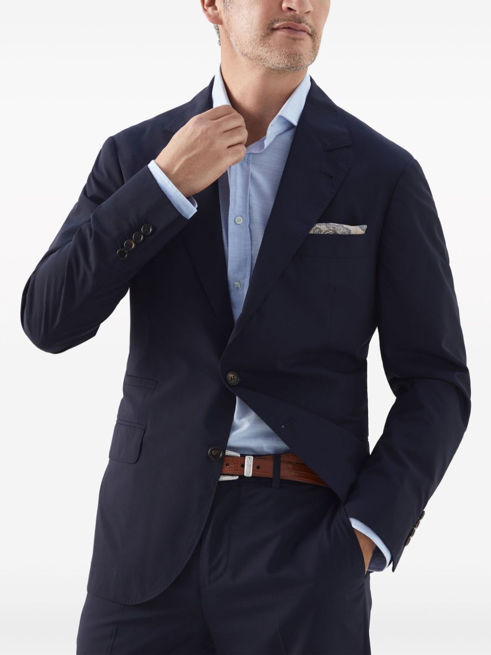 Brunello Cucinelli Blazer met enkele rij knopen - Blauw