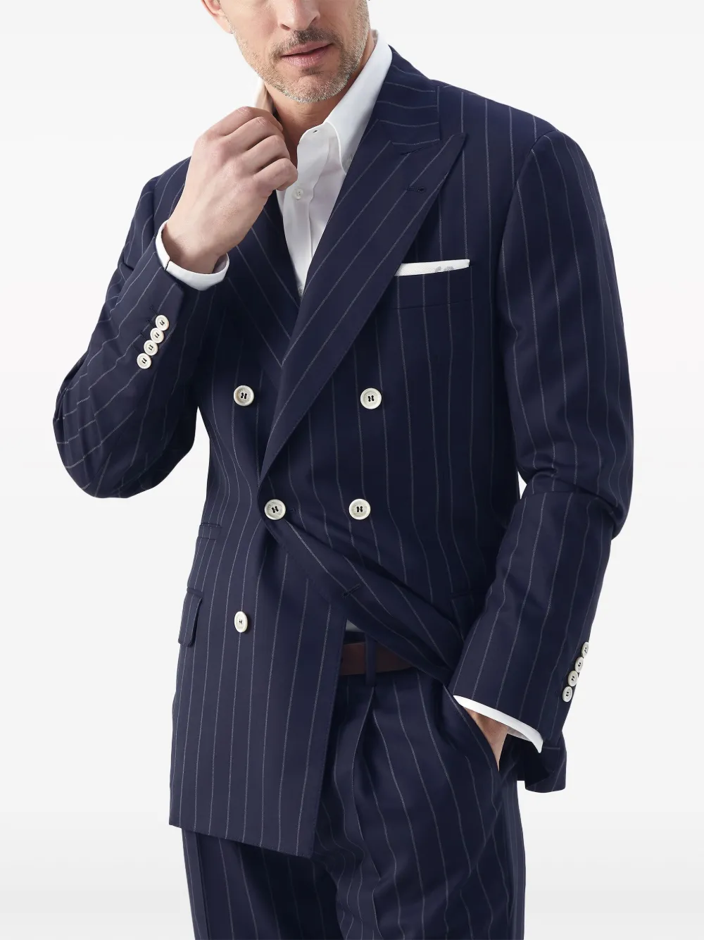 Brunello Cucinelli Blazer met krijtstreep Blauw