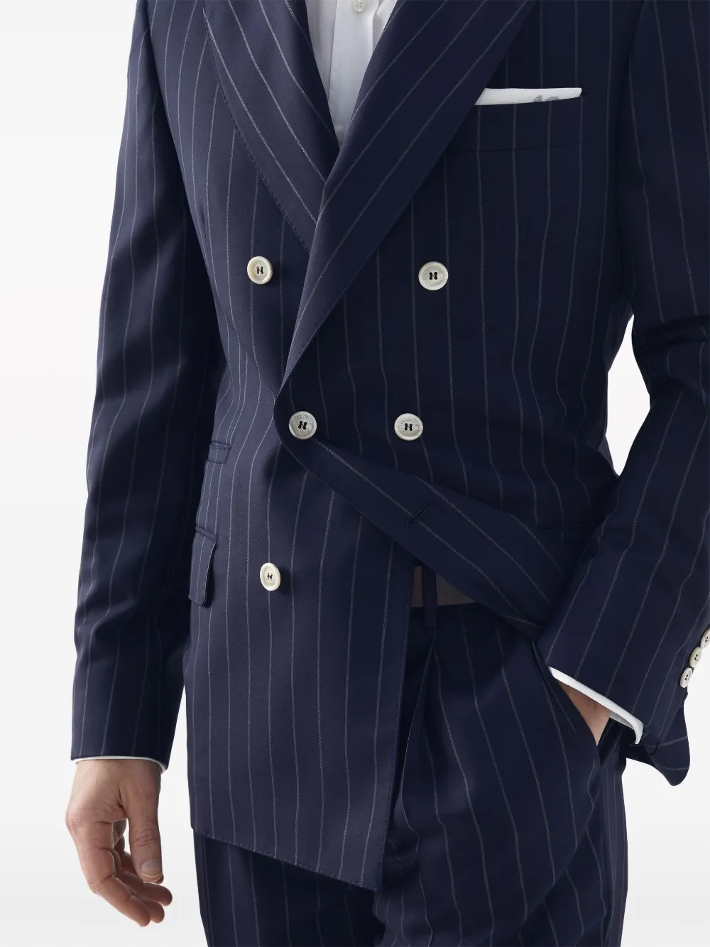 Brunello Cucinelli Blazer met krijtstreep Blauw