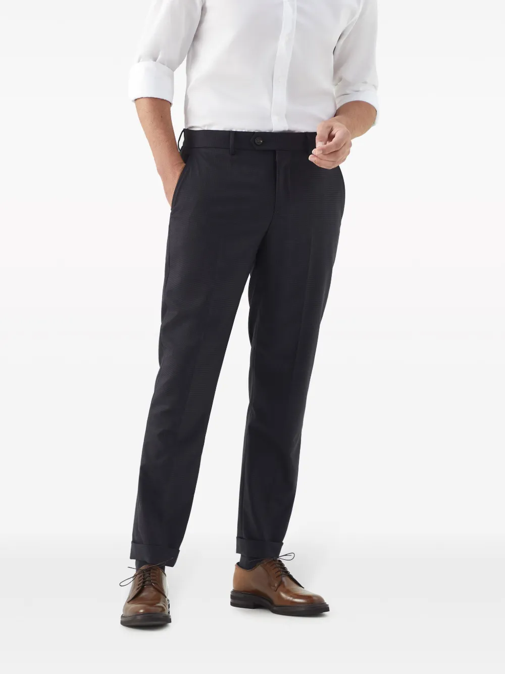 Brunello Cucinelli Pantalon met pied-de-poule print Grijs