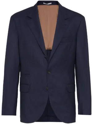 Brunello Cucinelli pinstripe-print double-breasted Blazer | Blue