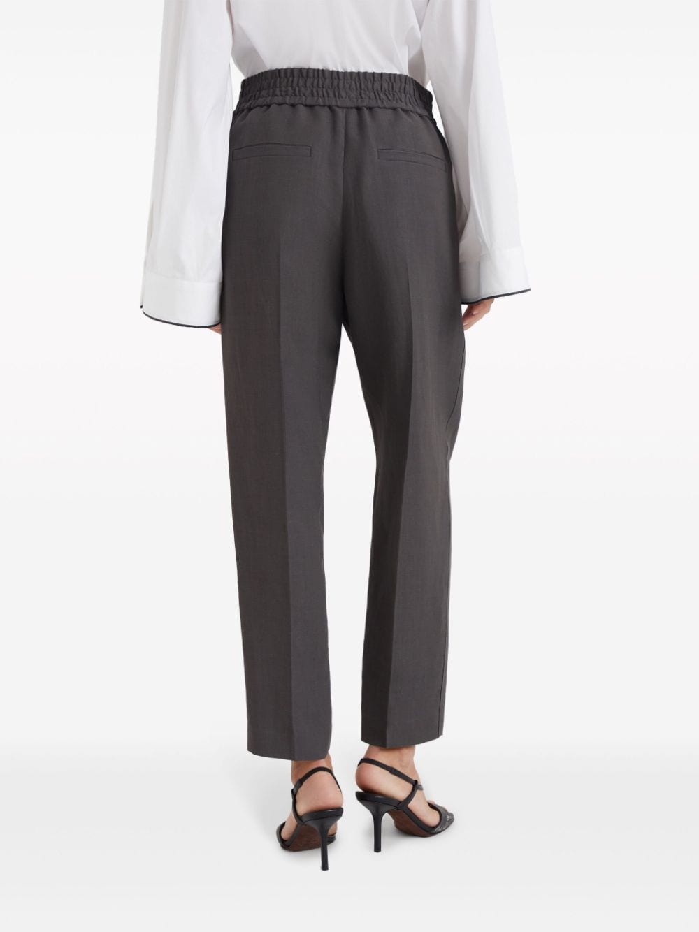 Shop Brunello Cucinelli High-waist Cropped Trousers In Grey