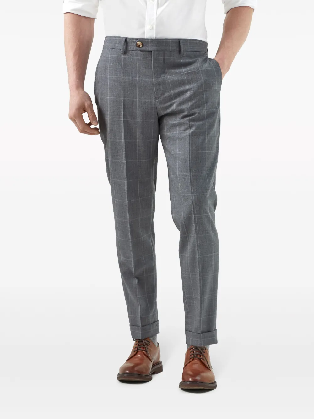 Brunello Cucinelli Geruite broek Grijs