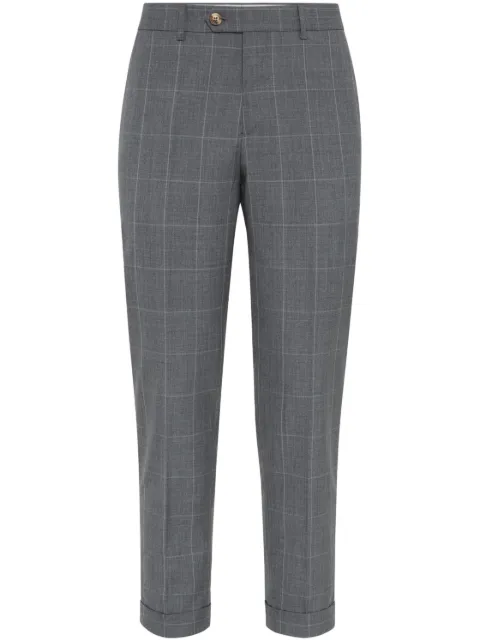 Brunello Cucinelli check-pattern wool trousers