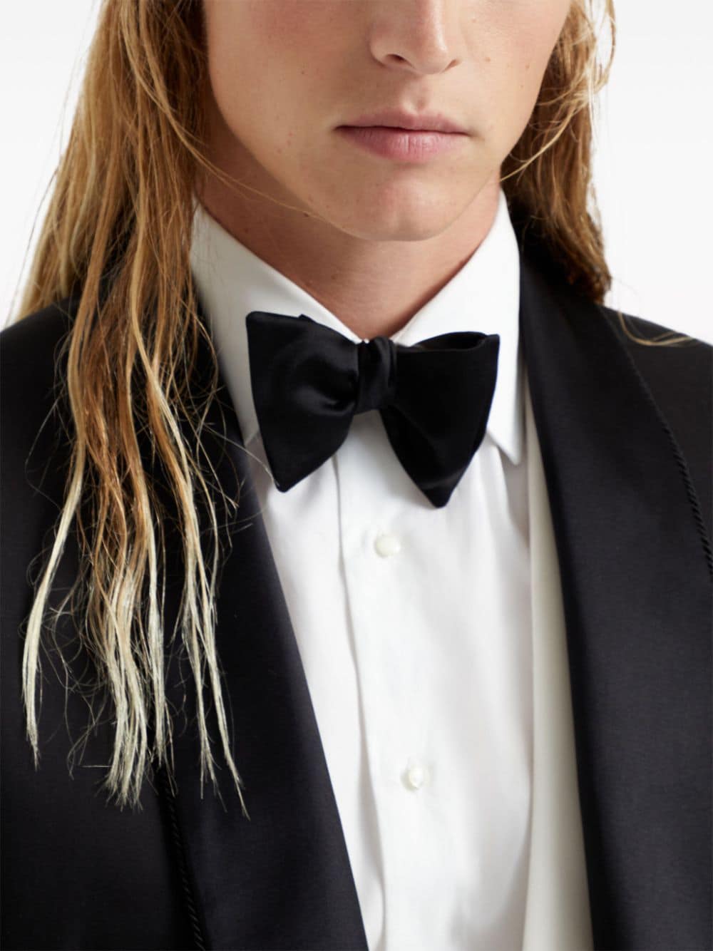 Shop Brunello Cucinelli Satin Bow Tie In Black