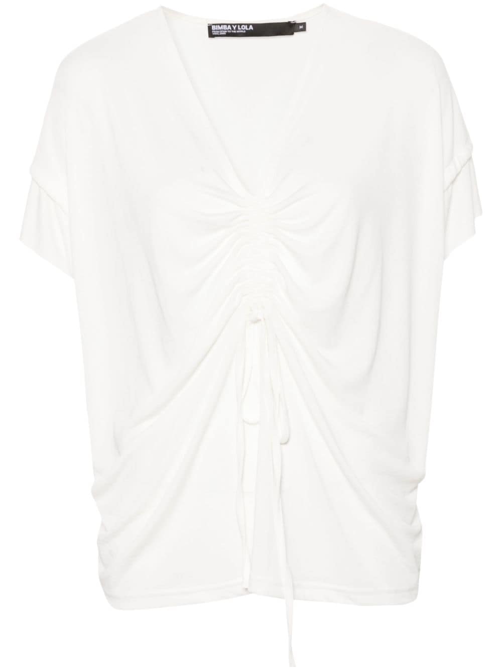 Bimba Y Lola V-neck Ruched Blouse In White