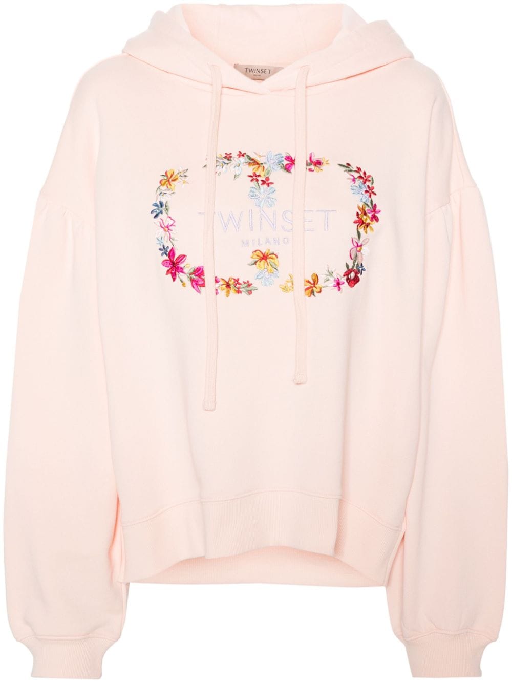 TWINSET logo-embroidered cotton hoodie - Rosa