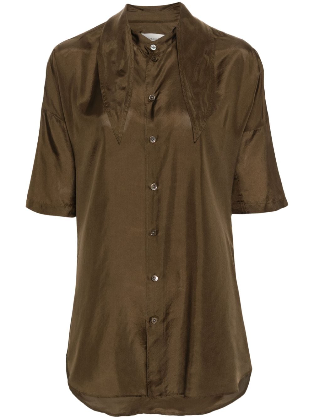 Shop Lemaire Scarf-detail Silk Shirt In Brown