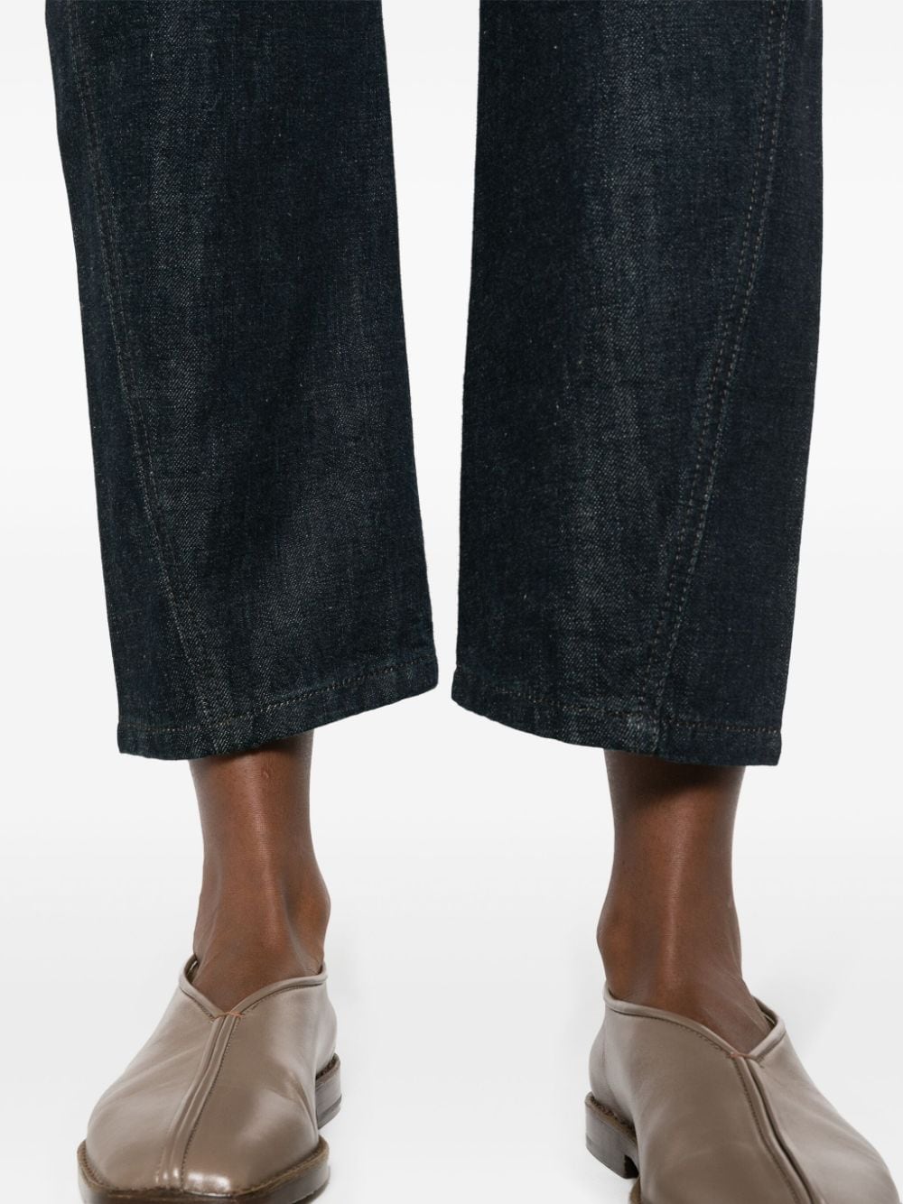 Shop Lemaire Twisted High-rise Cropped Jeans In Blue