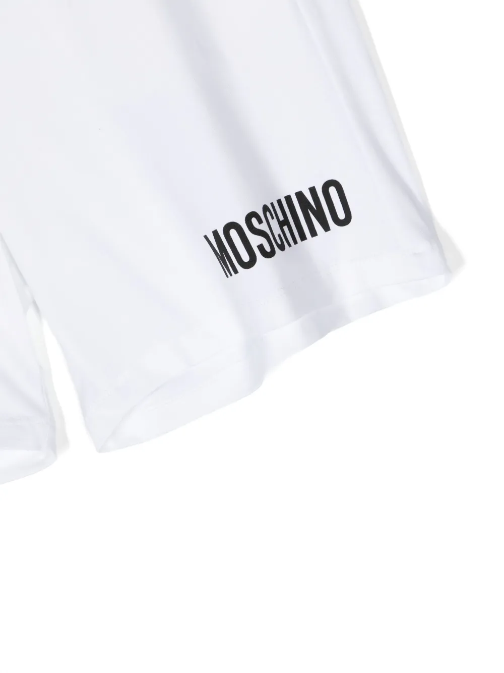 Shop Moschino Logo-print Drawstring Shorts In White