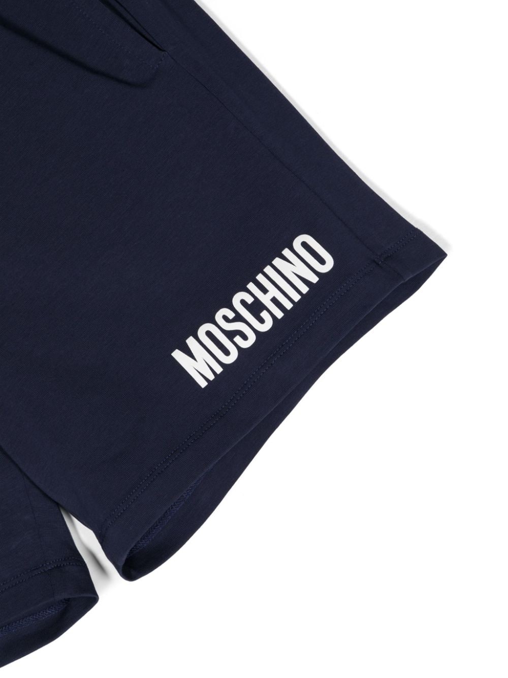 Shop Moschino Logo-print Drawstring Shorts In Blue