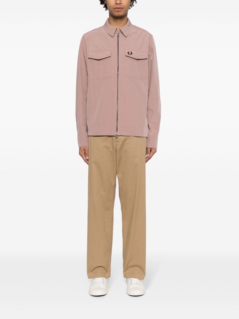 Shop Fred Perry Logo-embroidered Shirt Jacket In Pink