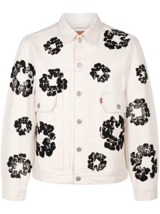 Denim Tears x Levi's wreath-print Denim Jacket | White | FARFETCH