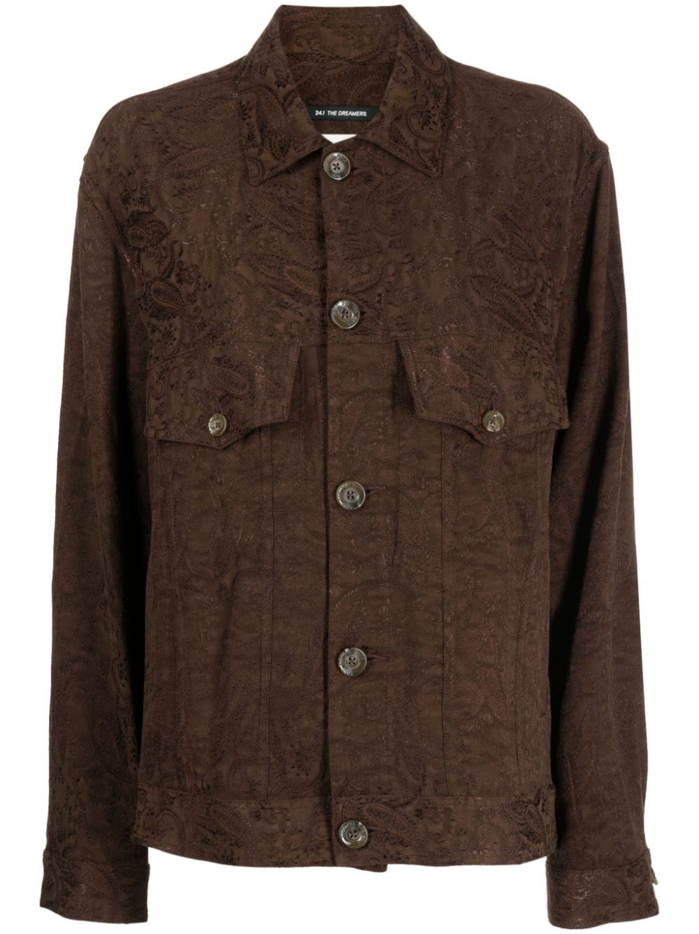 Song For The Mute Paisley-jacquard Shirt Jacket In Brown