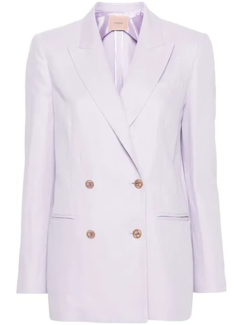 TWINSET double-breasted logo-plaque blazer