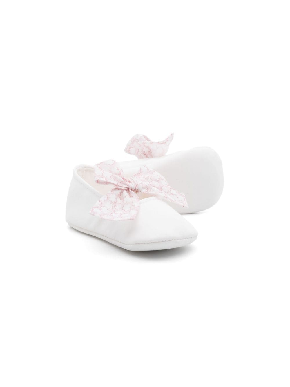Shop Il Gufo Bow-detailed Twill Ballerina Shoes In 白色