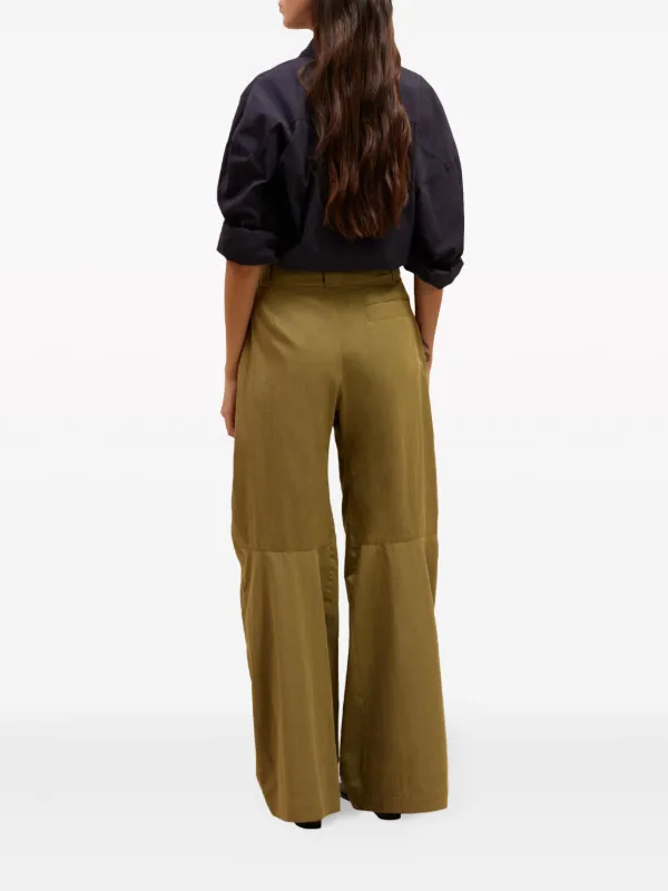 LEMAIRE ダークグリーン ウール　size 34 Smoky Green Tailored Pleated Pants | LEMAIRE