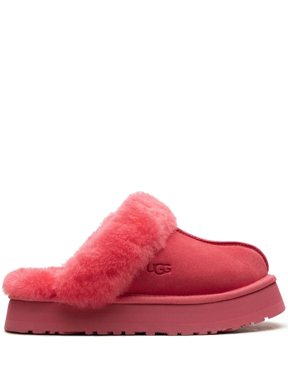 Ugg Disquette Shearling Platform Slippers In Pink Glow