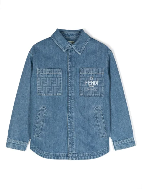 Fendi Kids logo-embroidered denim shirt