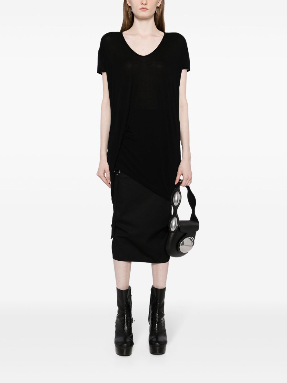 Rick Owens Gesmockt T-shirt Zwart