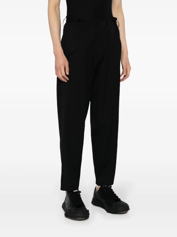 Yohji Yamamoto Tapered Wool Trousers | Black | FARFETCH CY
