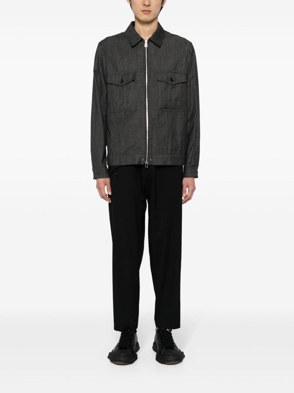 Shop Yohji Yamamoto Tapered Wool Trousers In Black