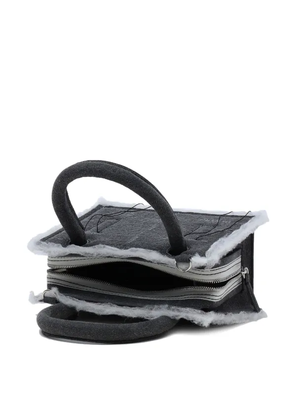 DENTRO Mini Otto Paper Leather Tote Bag | Grey | FARFETCH BH