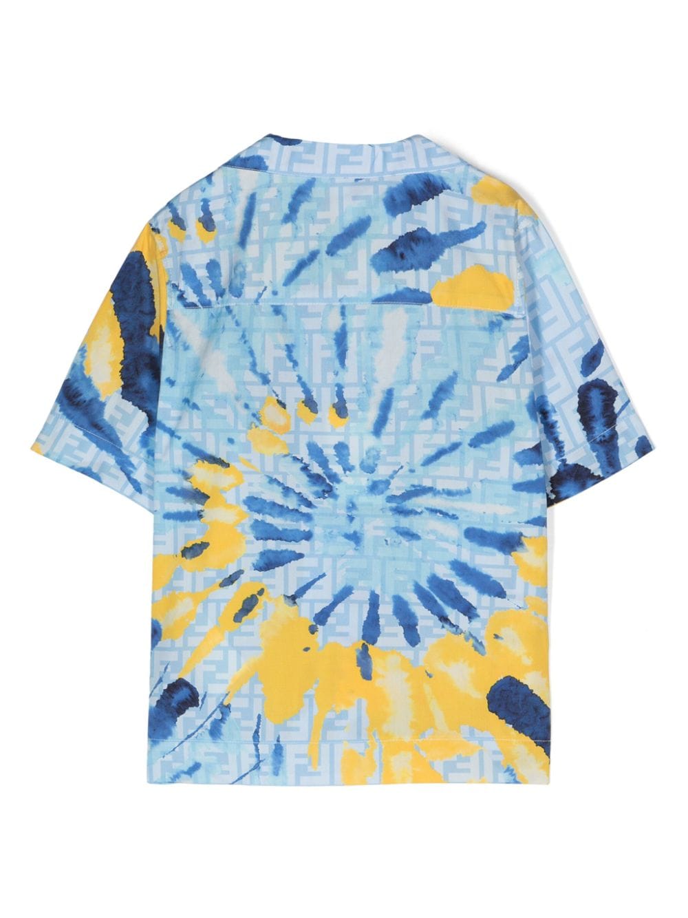 Shop Fendi Logo-embroidered Tie-dye Shirt In Blue