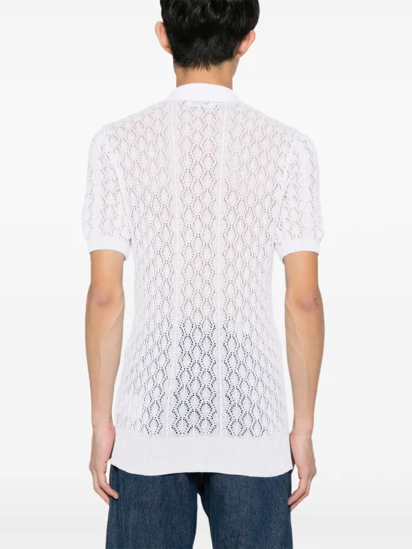 DSQUARED2 open-knit Polo Shirt | White | FARFETCH