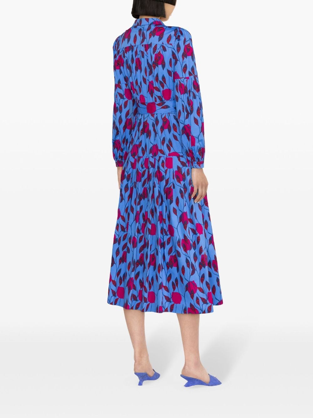 DVF Diane von Furstenberg Lux midi-jurk met bladerprint Blauw