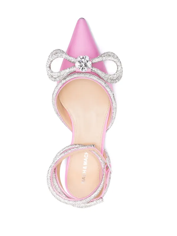 MACH & MACH Double Bow Satin Flat Pumps | Pink | FARFETCH