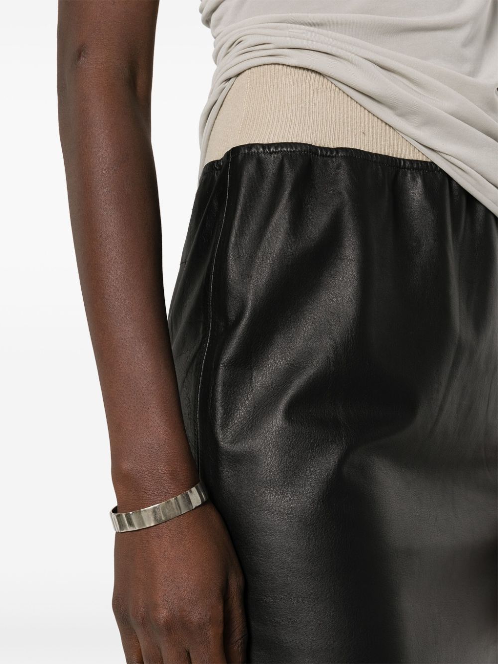 Shop Frenckenberger Elasticated-waist Leather Mini Skirt In Black