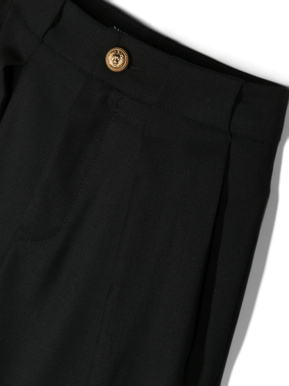 Shop Balmain Pleated Wool Shorts In 黑色