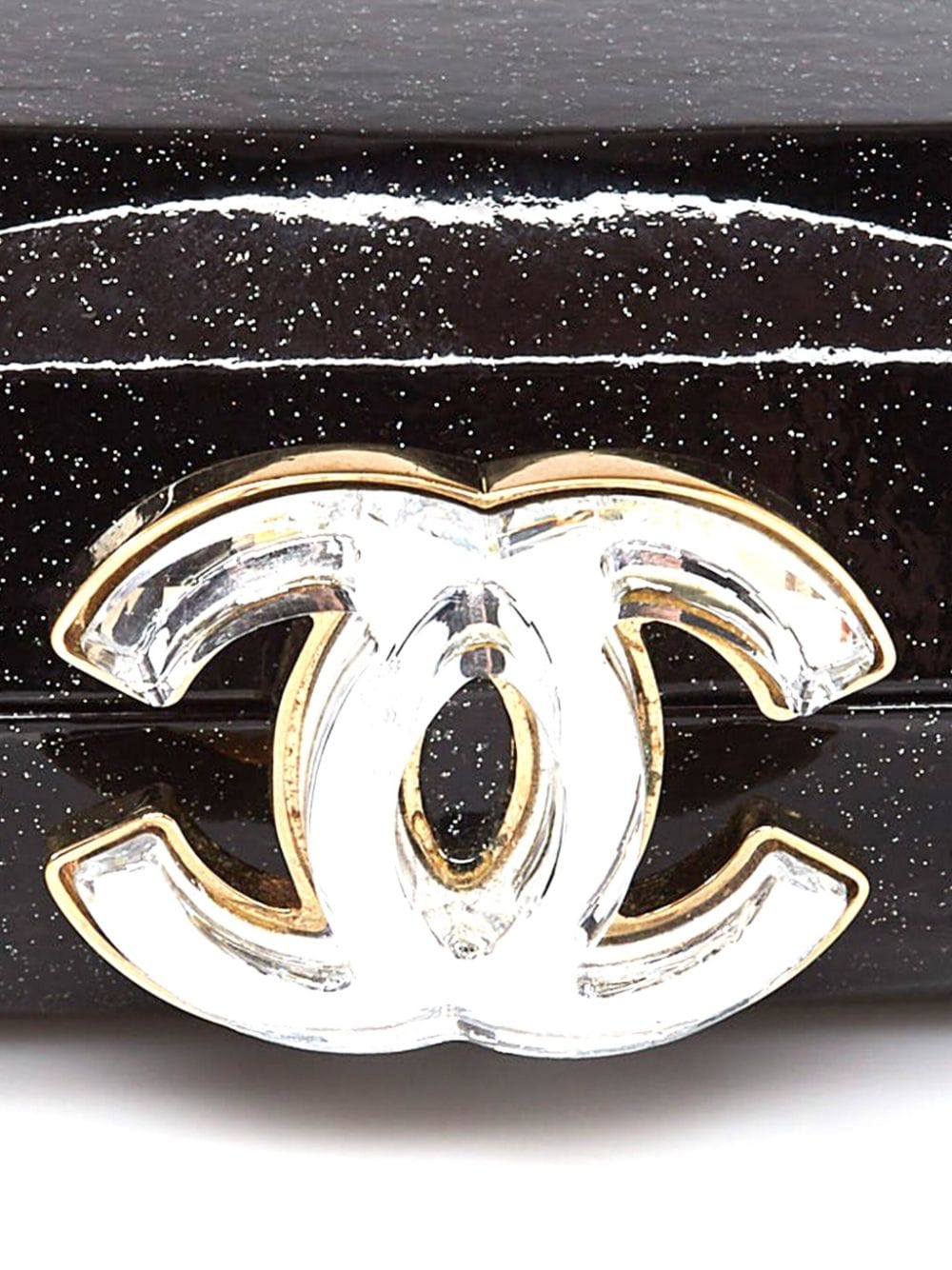 Pre-owned Chanel 2008 Swarovski Cc Clasp Clutch Bag In Black