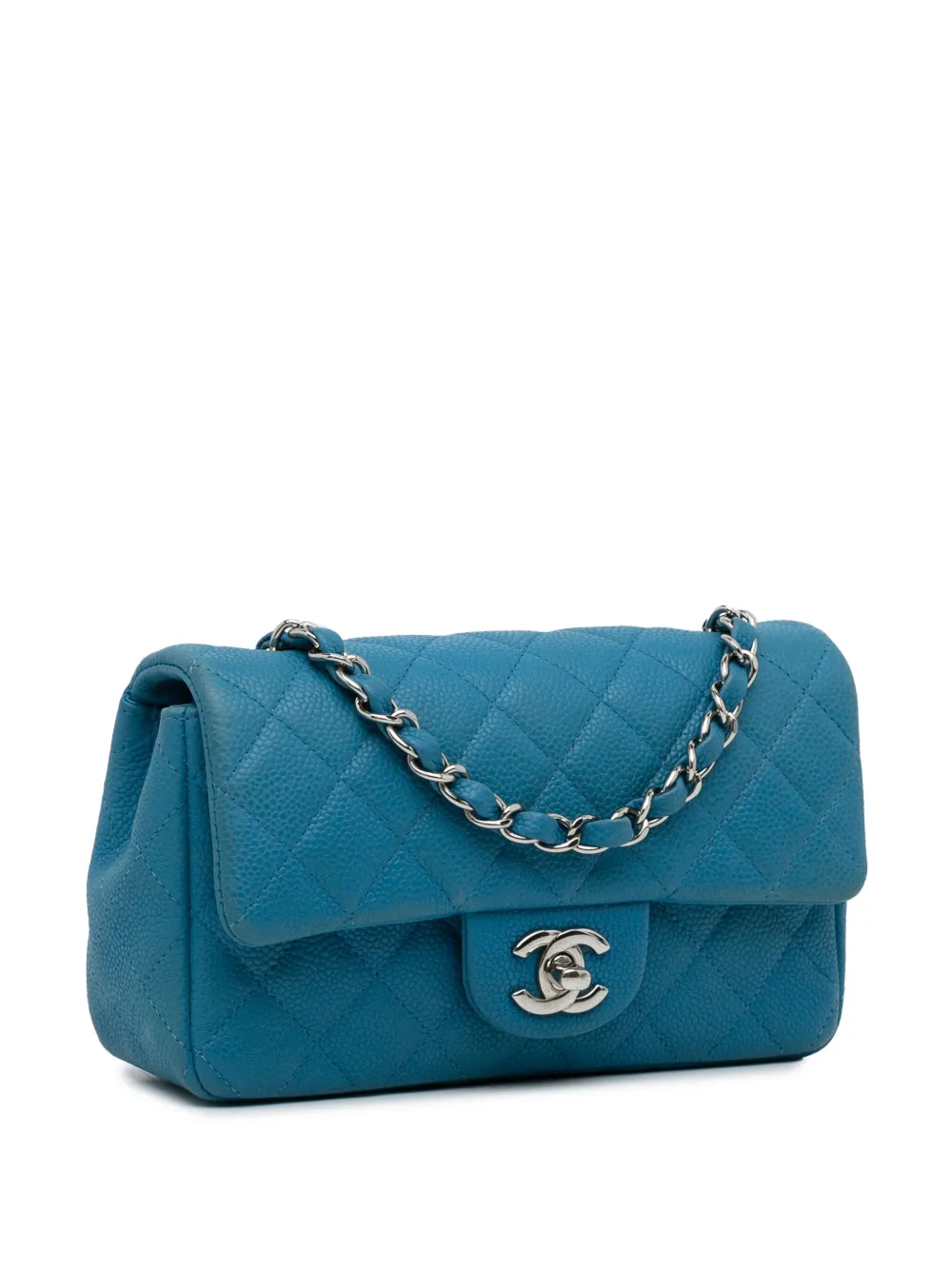 Pre-owned Chanel 2013-2014 Mini Single Flap Handbag In Blue