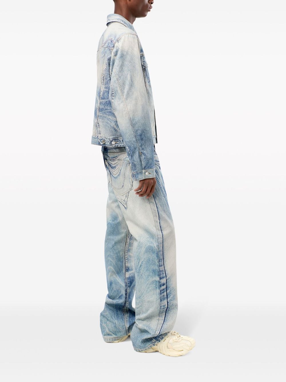 Shop Camperlab Swirl-print Denim Jacket In Blue