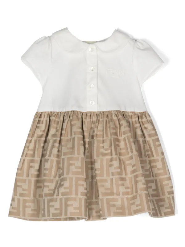 white christmas dresses Fendi Girls FF Logo Dress in Brown main image 0