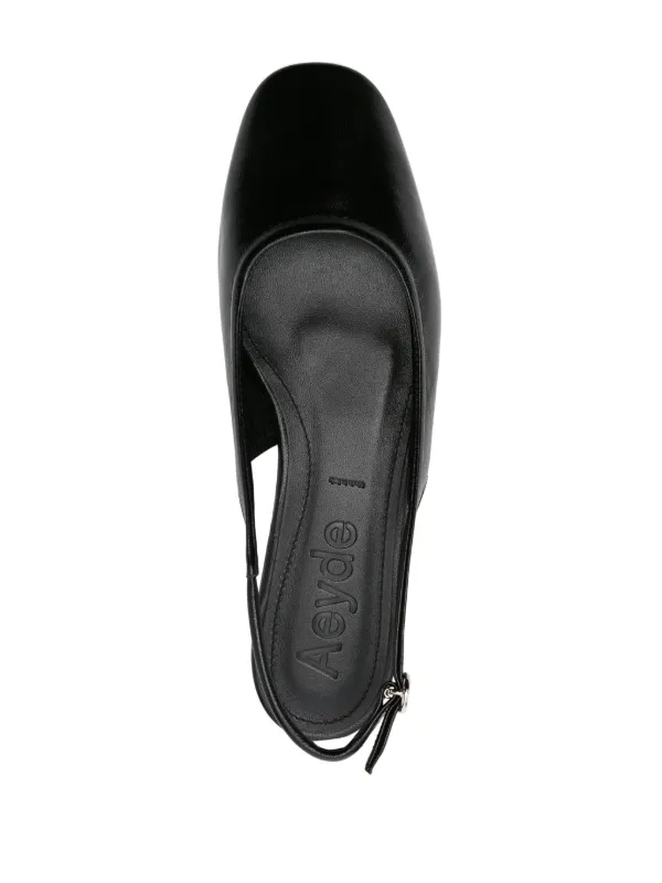 Aeyde Dani Leather Ballerina Shoes | Black | FARFETCH