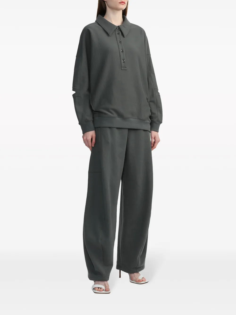 Tibi tapered-leg cotton track pants - Grijs
