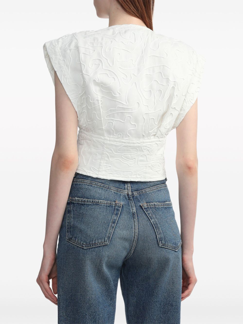 Shop Iro Zahair Embroidered Crop Top In Weiss