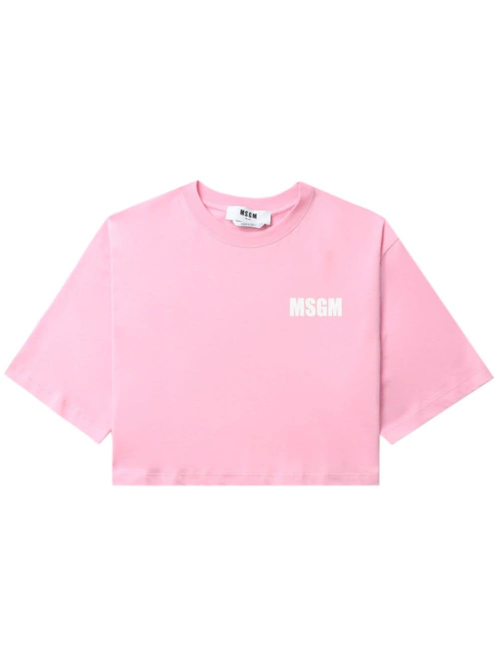Msgm Logo-print Cropped T-shirt In Pink